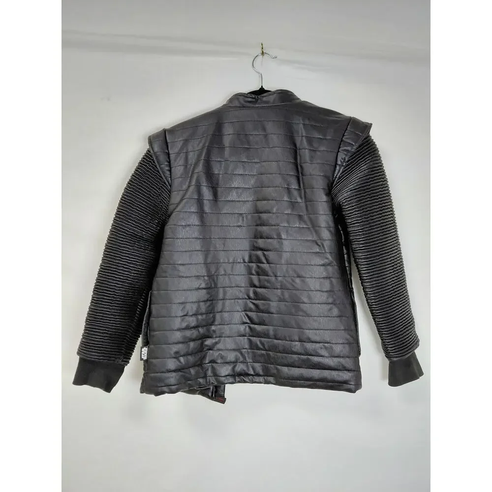 Disney Store Star Wars Black Quilted Faux Leather Jacket Boys Size 9/10